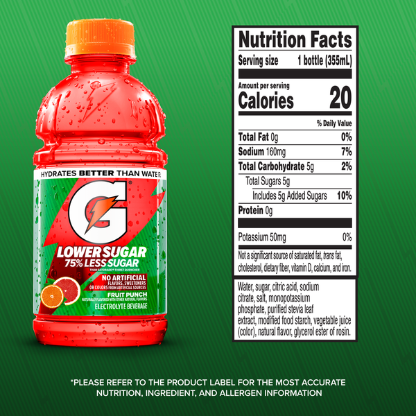 Gatorade Lower Sugar Fruit Punch Sports Drink Mini Multipack Bottles