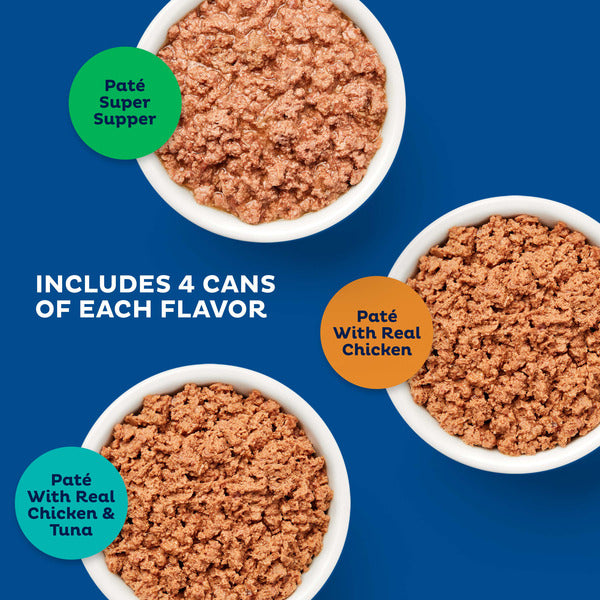 9Lives Paté Favorites Wet Cat Food Variety Pack, 5.5 oz. Cans (Pack of 12)