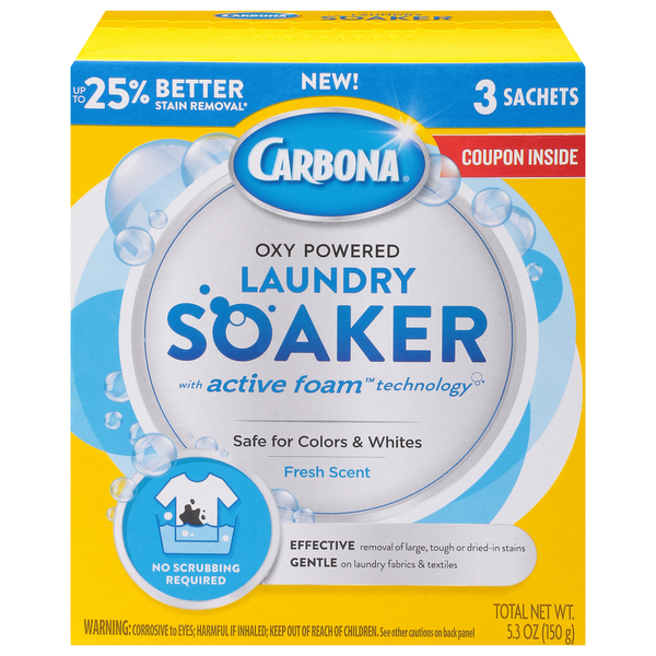 Carbona Laundry Soaker, With Active Foam Technology, Oxy Powered, Fresh Scent