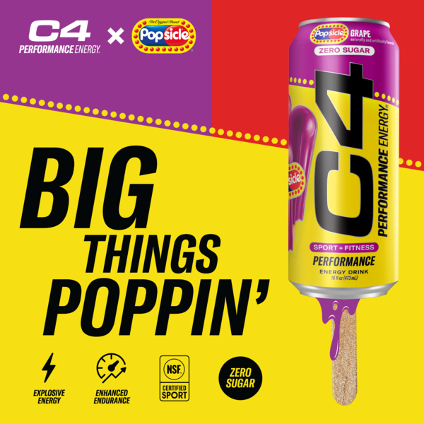 C4 Energy Performance Energy Drink, Carbonated, Grape Popsicle