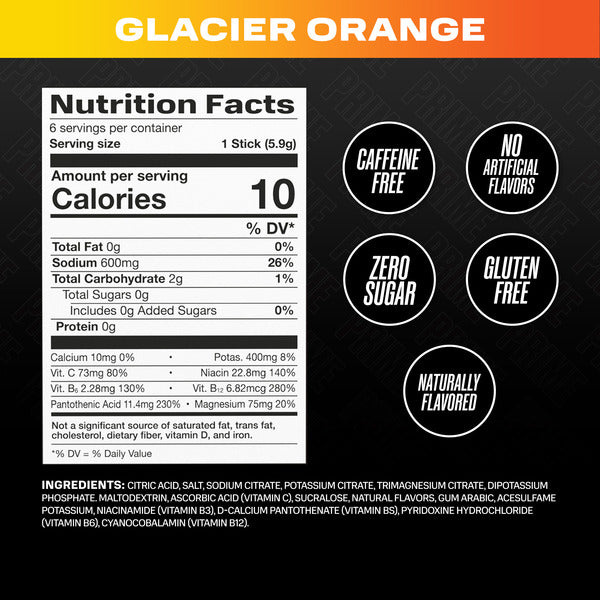 PRIME Rapid Rehydration Sticks - US - Glacier Orange 6ct Carton
