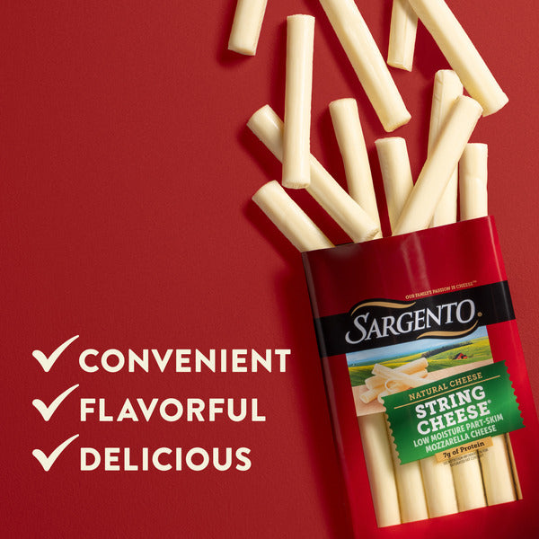 Sargento Natural Mozzarella String Cheese Sticks, 12-Count
