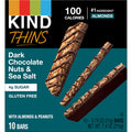 KIND Thins Gluten Free Dark Chocolate Nuts & Sea Salt Snack Bars, 0.74 oz, 10 Count