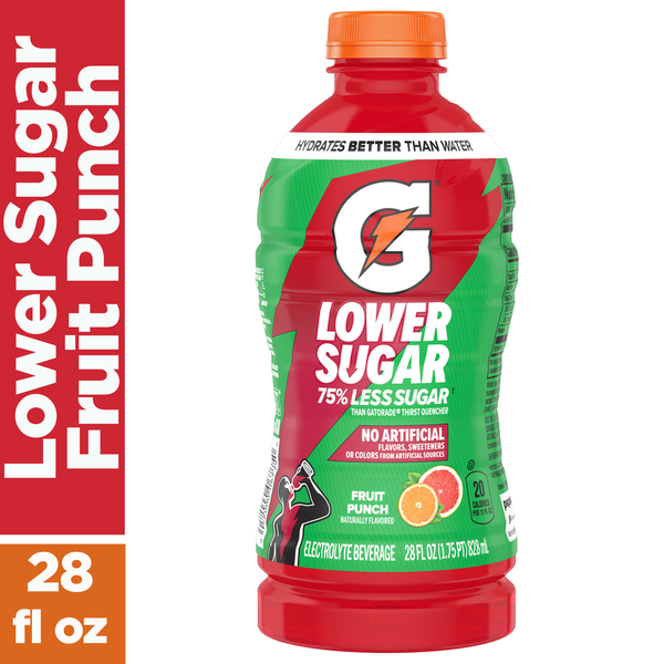 Gatorade Lower Sugar Electrolyte Sports Drink, Fruit Punch
