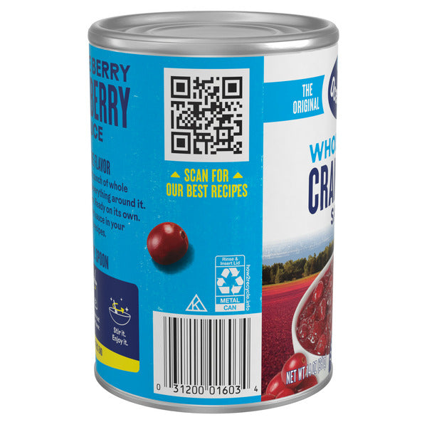 Ocean Spray Whole Cranberry Sauce, Canned Side Dish