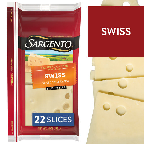 Sargento Natural Swiss Sliced Cheese, 22 Slices