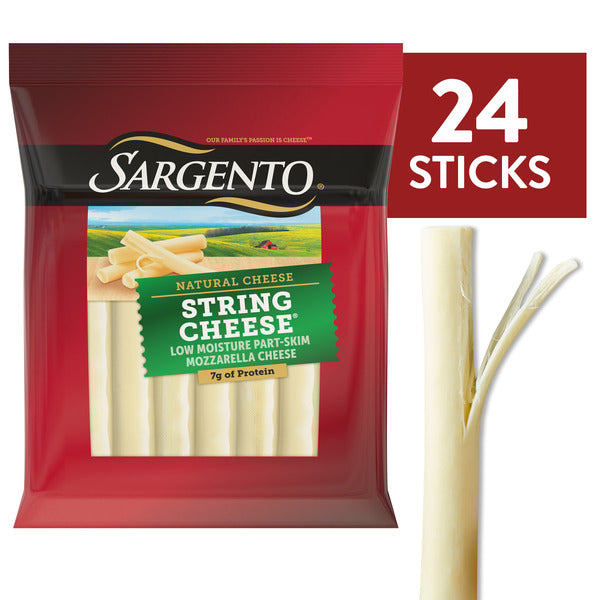 Sargento Natural Low Moisture Part-Skim Mozzarella String Cheese, 24-Count