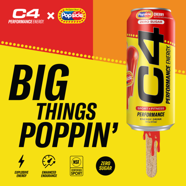C4 Energy Performance Energy Drink, Carbonated, Cherry Popsicle