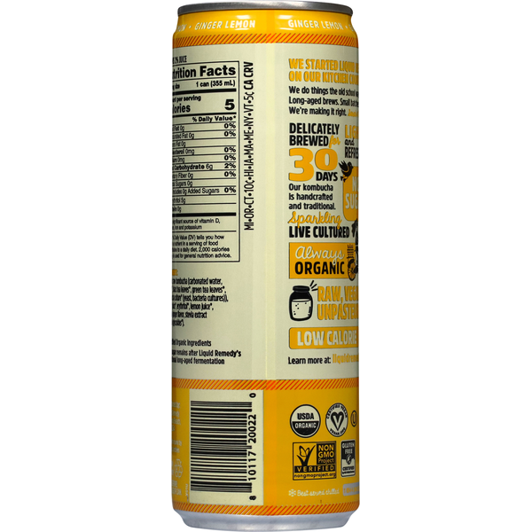 Liquid Remedy No Sugar Ginger Lemon Kombucha
