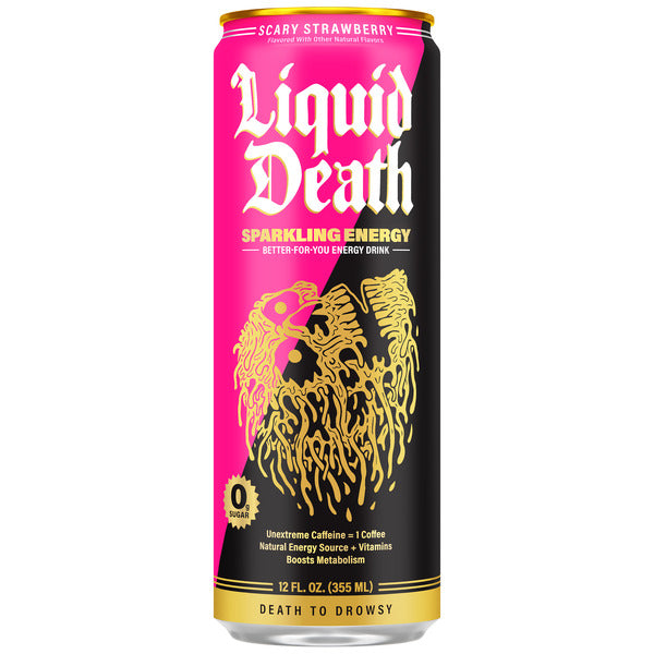 Liquid Death Sparkling Energy, Scary Strawberry