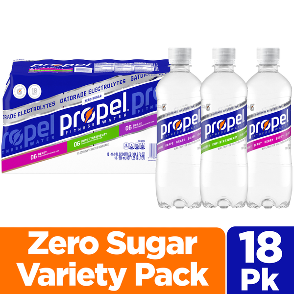Propel Zero Sugar Electrolyte Water Beverage, Berry/Kiwi Strawberry/Grape,