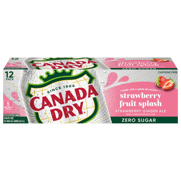 Canada Dry Zero Sugar Strawberry Fruit Splash Strawberry Ginger Ale