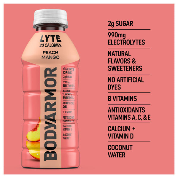BODYARMOR Lyte Peach Mango Sports Drink Bottle