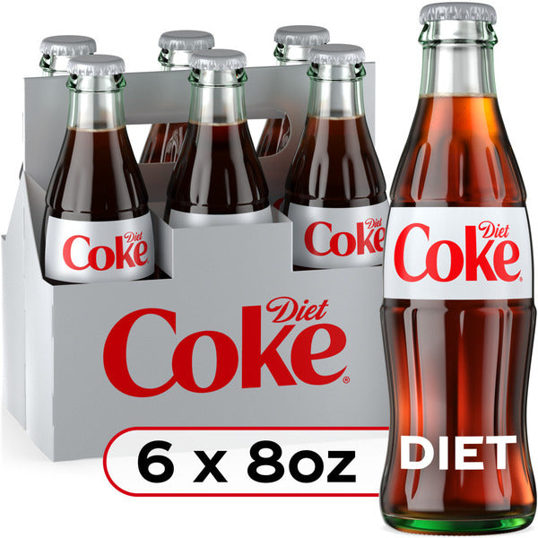 Diet Coke Diet Cola Soda Pop Glass Bottles