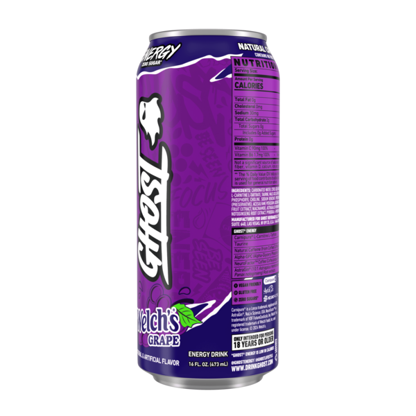 GHOST Zero Sugar Energy Drink, Welch's Grape