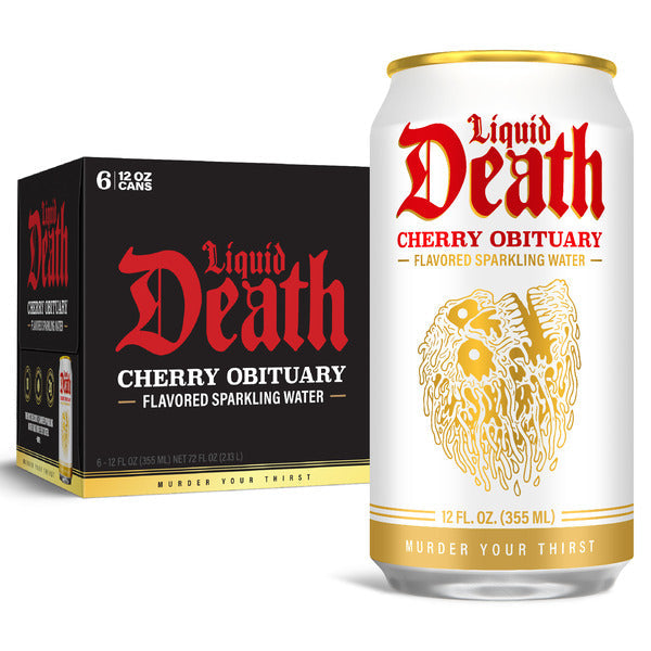 Liquid Death Soda-Flavored Sparkling Water, Cherry Obituary