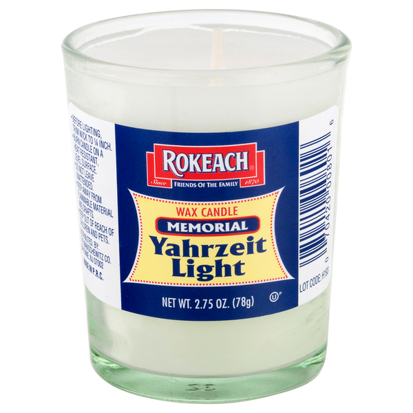 Rokeach Memorial Yahrzeit Light Wax Candle