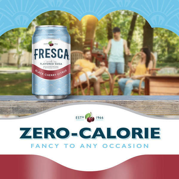 Fresca Black Cherry Soda Sparkling Flavored Soft Drink Zero Calorie And Sugar Free