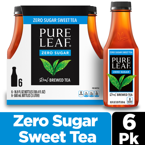Pure Leaf Zero Sugar Real Brewed Tea Sweet Tea 16.9 Fl Oz, 6 Count