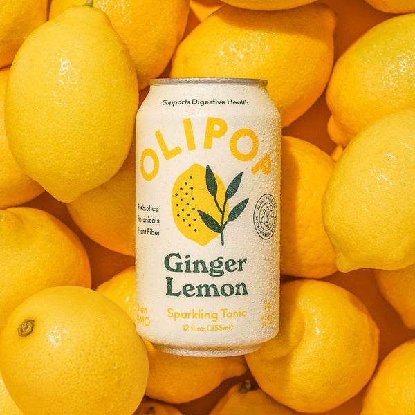 OLIPOP Prebiotic Soda, Ginger Lemon