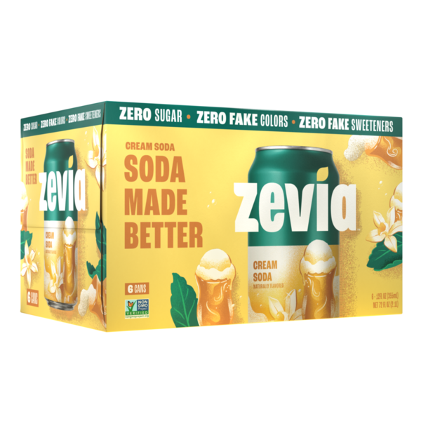 Zevia Soda, Zero Sugar, Cream Soda