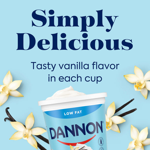 Dannon Vanilla Low Fat Yogurt, Excellent Source of Calcium and Good Source of Protein with the Rich and Creamy Taste of Vanilla Flavored Yogurt, 32 OZ Quart