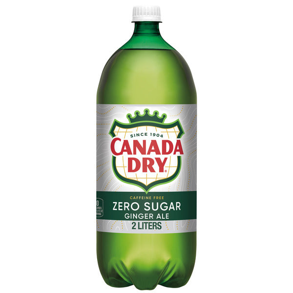 Canada Dry Zero Sugar Ginger Ale Soda, 2 L bottle