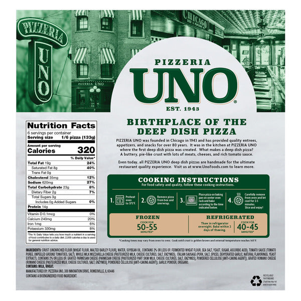 Uno 9" Chicago Style Deep Dish Classic Sausage Pizza