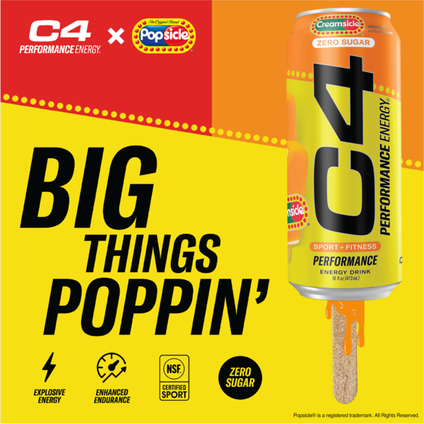 C4 Energy Yellow Can Carbonated Orange Creamsicle Performance Energy Drink