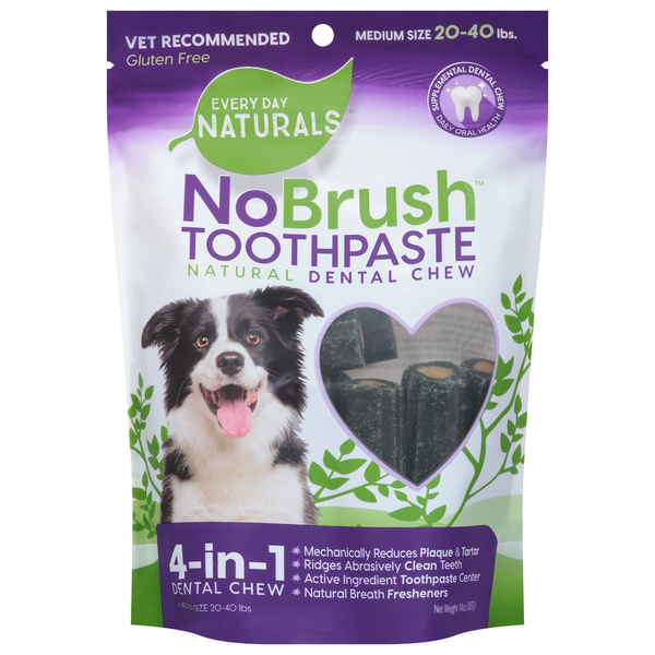 Every Day Naturals Dental Chew, Natural, Toothpaste, Medium Size (20-40 lbs)