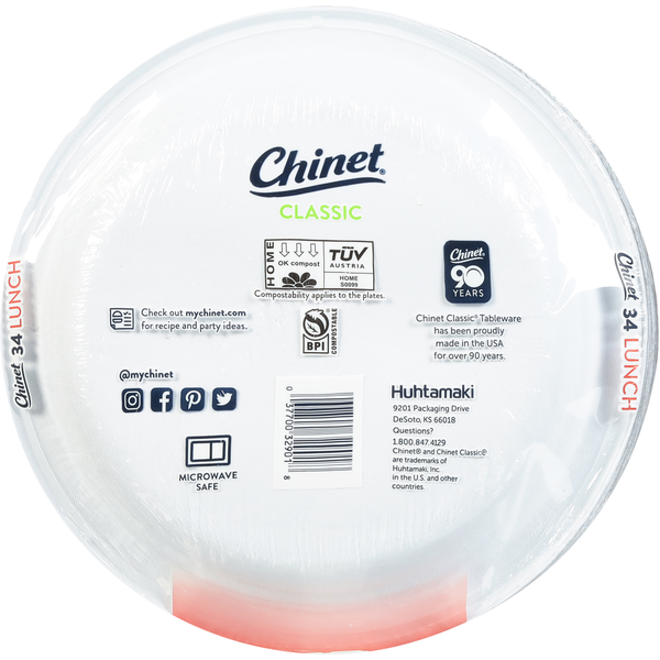 Chinet Plates, Classic, Lunch, Compostable