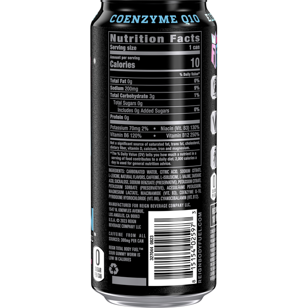 REIGN Sour Gummy Worm Energy Drink