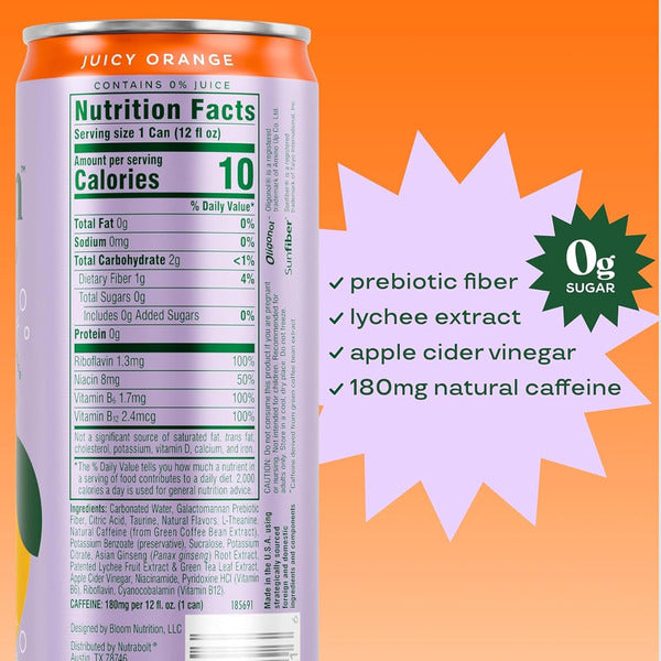 Bloom Sparkling Energy Bloom Sparkling Energy, Carbonated, Juicy Orange