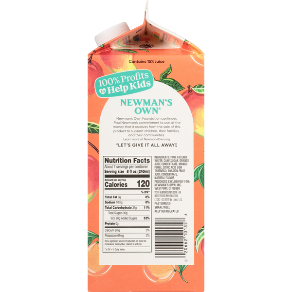 Newman's Own Fruit Juice Cocktail, Orange Mango Tango