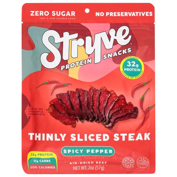 Stryve Thinly Sliced Steak Spicy Pepper Air-Dried Beef