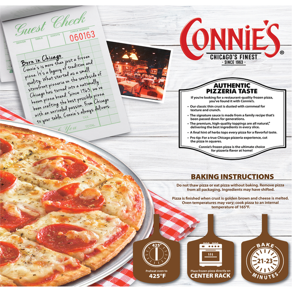 Connie's Pizza Pizza, Classic Thin Crust, Uncured Pepperoni