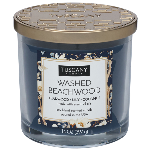 Tuscany Candle Candle, Scented, Soy Blend, Washed Beachwood