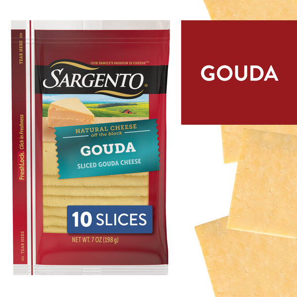 Sargento Natural Gouda Sliced Cheese, 10 Slices
