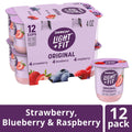 Dannon Light + Fit Nonfat Yogurt, Strawberry/Blueberry/Raspberry, Gluten-Free, 12 Pack