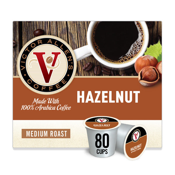 Victor Allen's Coffee Hazelnut Flavored, Medium Roast, Single Serve Coffee Pods