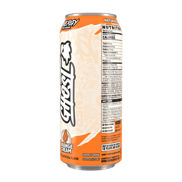 GHOST Zero Sugar Energy Drink, Orange Cream