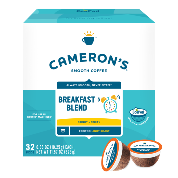 Cameron's Coffee, Smooth, Light Roast, Breakfast Blend, Ecopod
