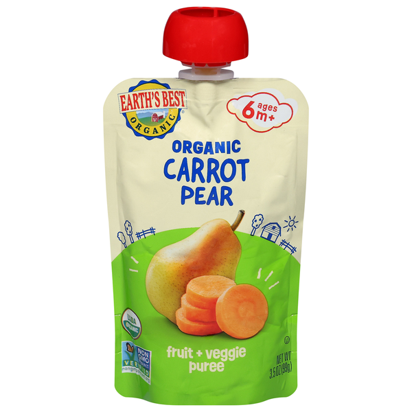 Earth's Best Fruit + Veggie Puree, Organic, Carrot Pear