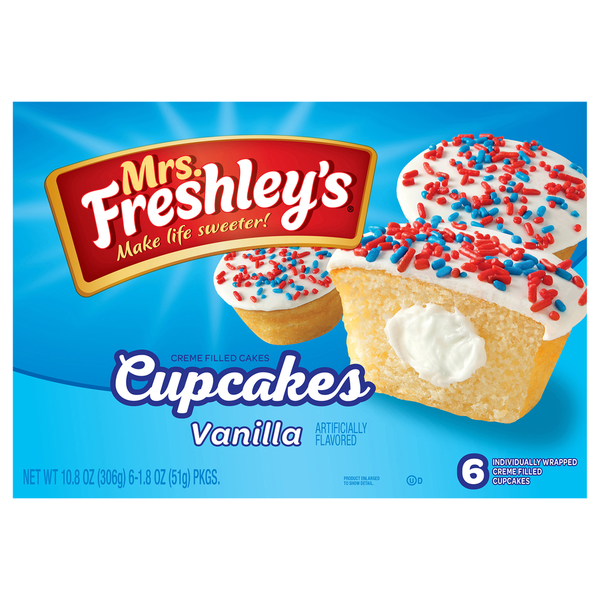 Mrs. Freshley's Vanilla Cupcakes Creme Filled Cakes