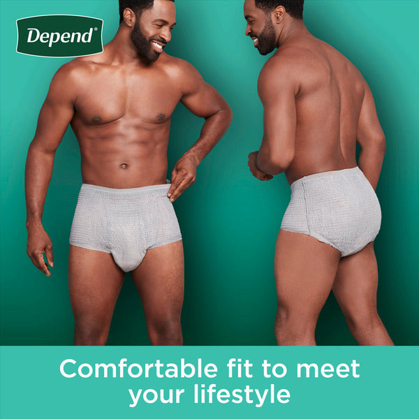 Depend Fresh Protection Men's Adult Incontinence Underwear, S/M, Grey