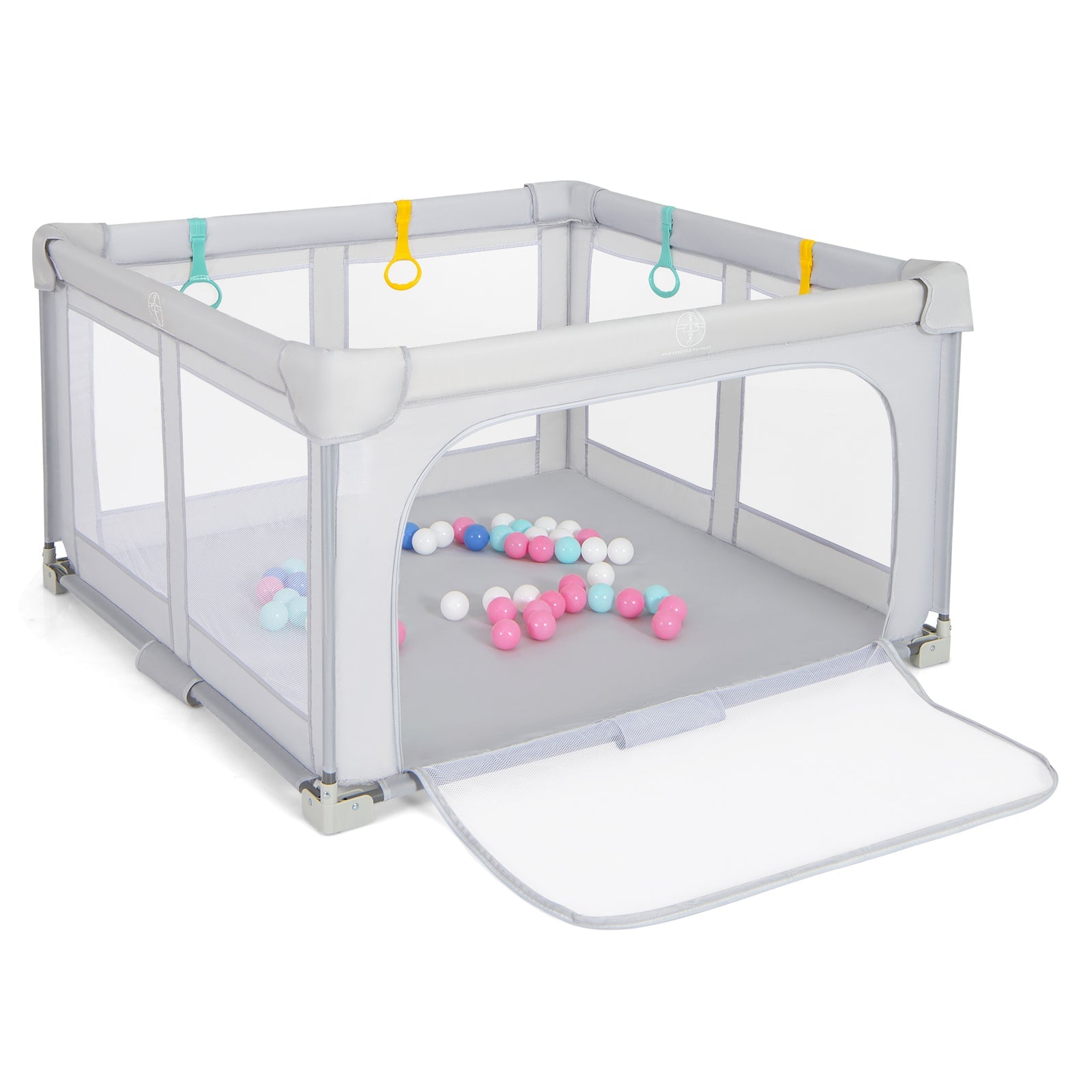 Large Baby Playpen BPA-Free Foldable Toddlers Safety Fence Play Yard with Zipper Gate