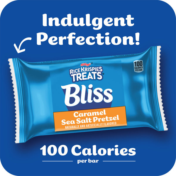 Kellogg's Rice Krispies Treats Bliss Caramel Sea Salt Pretzel Crispy Marshmallow Squares, Snack Bars, 6 Count