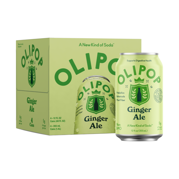 OLIPOP Prebiotic Soda, Ginger Ale, Shelf Stable
