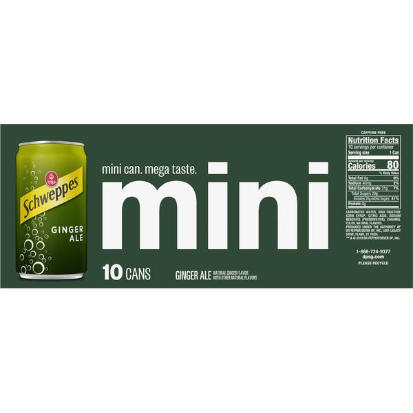 Schweppes Ginger Ale, Caffeine Free, Mini Can