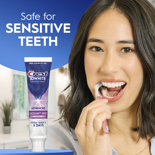 Crest 3DWhite Advanced Toothpaste, Radiant Mint, 3.3 oz, 2 Pack